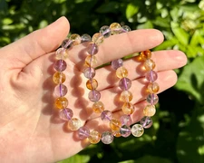 Amethyst & Citrine Bead Bracelet 8 mm Round Crystals (Gemstone Crystal Bracelet)