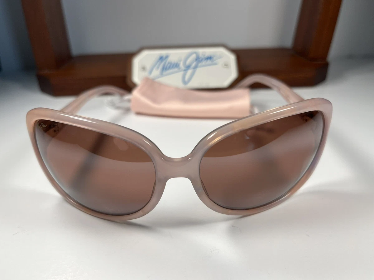 New Maui Jim Rainbow Falls 225-09 Pink Pearl Sunglasses W/Rose Polarized Lens