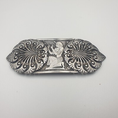 Boucle de ceinture ancienne en or doré, pierres noires en pâte, gothique Art nouveau - France