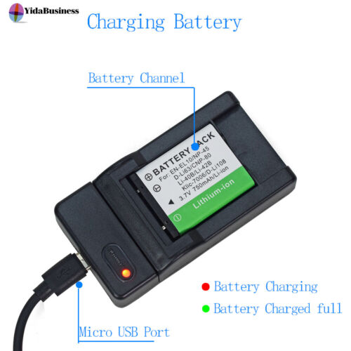 Battery or Charger for Nikon EN-EL10 Coolpix S203 Coolpix S60 S210 S220 S3000 - Picture 43 of 48