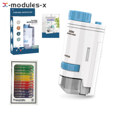Kids Pocket Microscope 60X-200X Handheld Magnification Lens with LED Lighted U