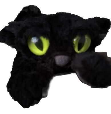 Vintage Manhattan Toy Company ZIGGY The Lanky Cat grüne Augen weich schwarz Plüsch