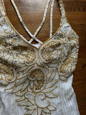 Vintage Beaded Cream And Gold Dress | eBay Vintage Beaded Cream And Gold Dress | eBay