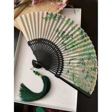 Fan folding fan summer portable blue tone hanfu cheongsam gift folding fan