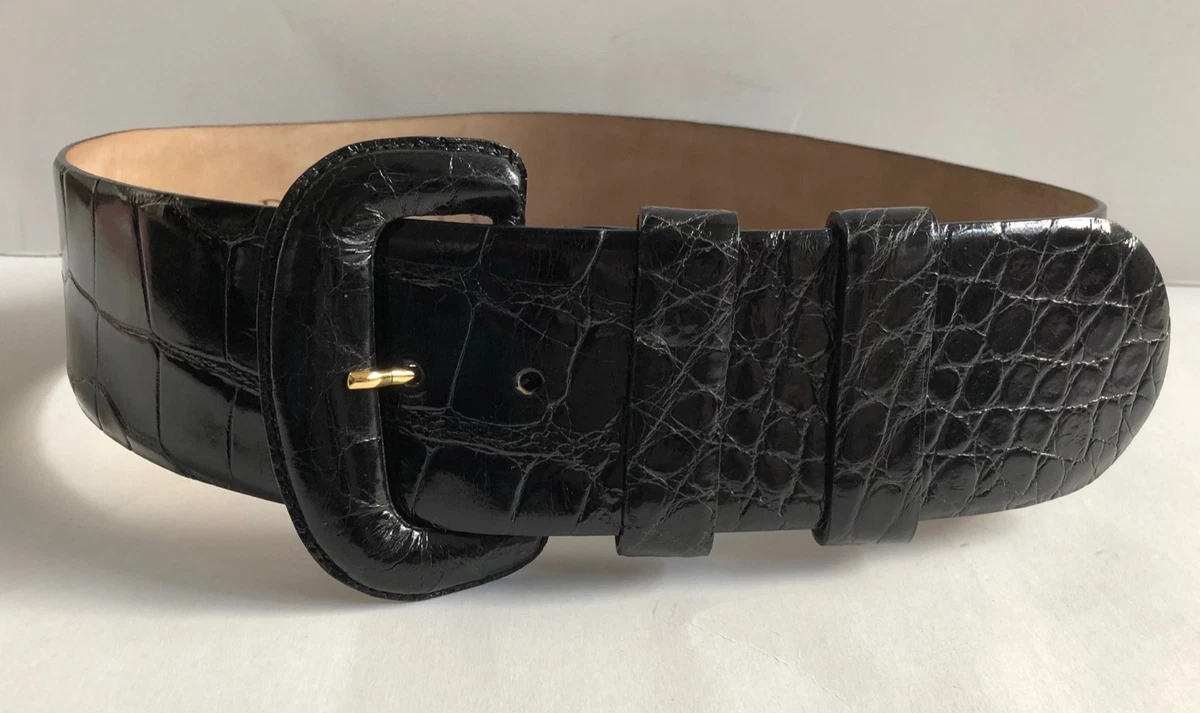 Vtg 90s DONNA KARAN Belt Genuine LIZARD Brass Buckle Italy Sz S Gorgeous NWOT VINTAGE 90 main image 3