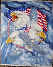  5 1yd 100 Cotton Fabric Panel Bald Eagle US American Flag Quilts of Valor QOV