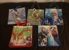 5 Disney Official Frozen Reusable Totes Shopping Bag Christmas Pooh Olaf New Tag