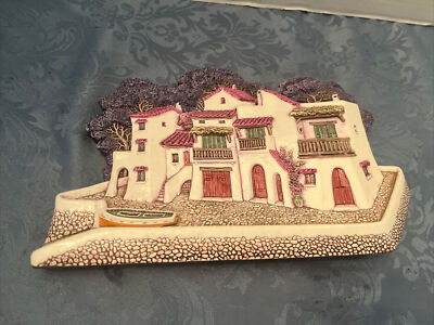 VINTAGE DECORATIVE CERAMIC PATENTADO FORNES & SANCHIS SPAIN HOUSE PURPLE TREES