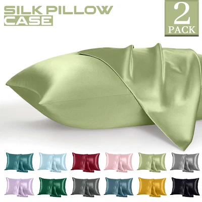 THE YORKSHIRE BEDDING COMPANY LTD 2 Pack Satin Silk Pillowcase For Hair & Skin Luxury Pillow Cases Cover Pair UK