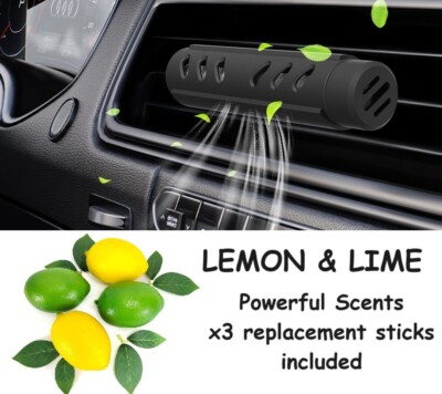 ZITRONE & LIMETTE Auto Lüftung Clip Erfrischer Parfüm Diffusor - x3 Aroma Sticks inkl.