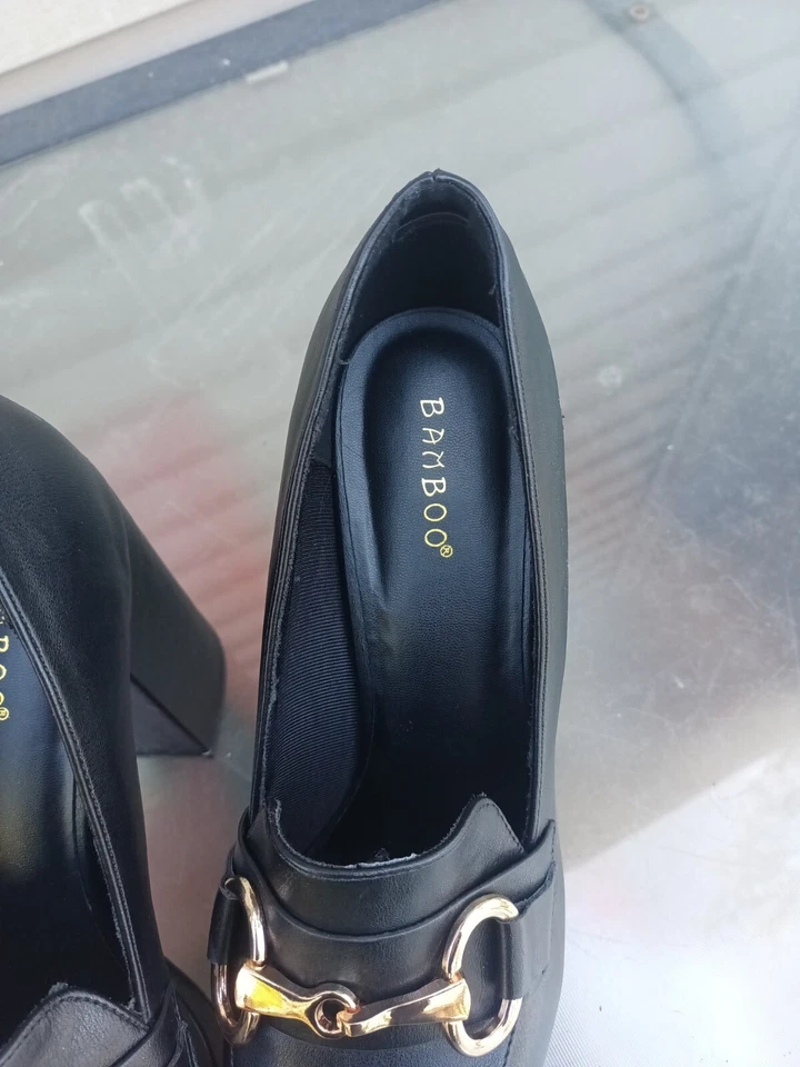 Zapatos BAMBOO Negro 5" Tacón Alto Plataforma Punta Redonda Talla 10 Foto 2 de 4