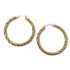 Vintage Goldtone Twisted Hoop Earrings 1 1/2  