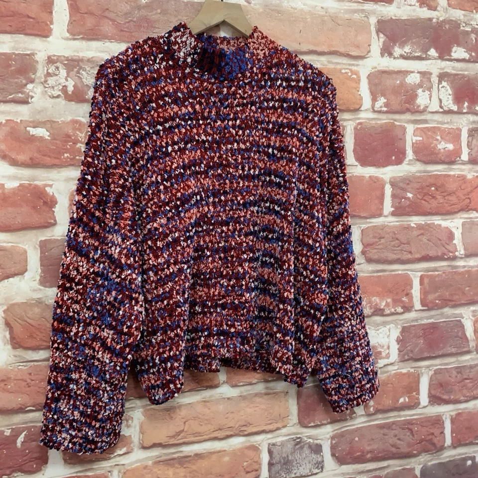 Suéter Marc New York Mujer XL Rojo Multicolor Palomitas Tejido Manga Ancha Popover Foto 2 de 4