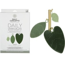 Daily Concepts Daily Leaves of Life Silicone Scrubber, Set of 3, Green