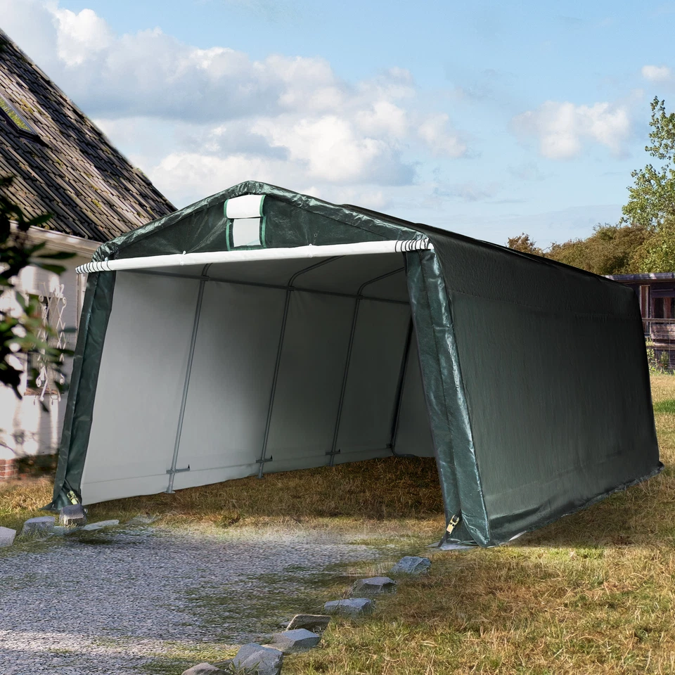 TOOLPORT Tendone Garage verde scuro con telo da PE 450 N Garage per moto - Immagine 4 di 4