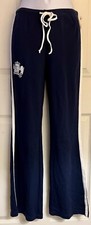 GK  GYMNASTICS  CREST PRINT GRAPHIC GIRLS LARGE NAVY COTTON LOUNGE STRIPES PANTS