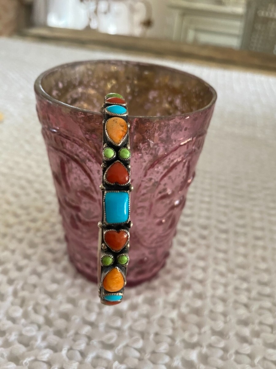 Native American Important Leo Feeney Coral Sterling Silver Bracelet Cuff Old Native American Important Leo Feeney Coral Sterling Silver Bracelet Cuff Old