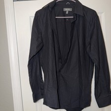 Men s Kenneth Cole Black Stripes Slim Fit Dress Shirt Size Medium