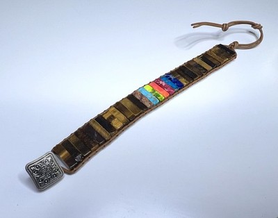 Tigerauge & 7 Chakra Stein Armband - Bohemian Brown Naturstein Armband