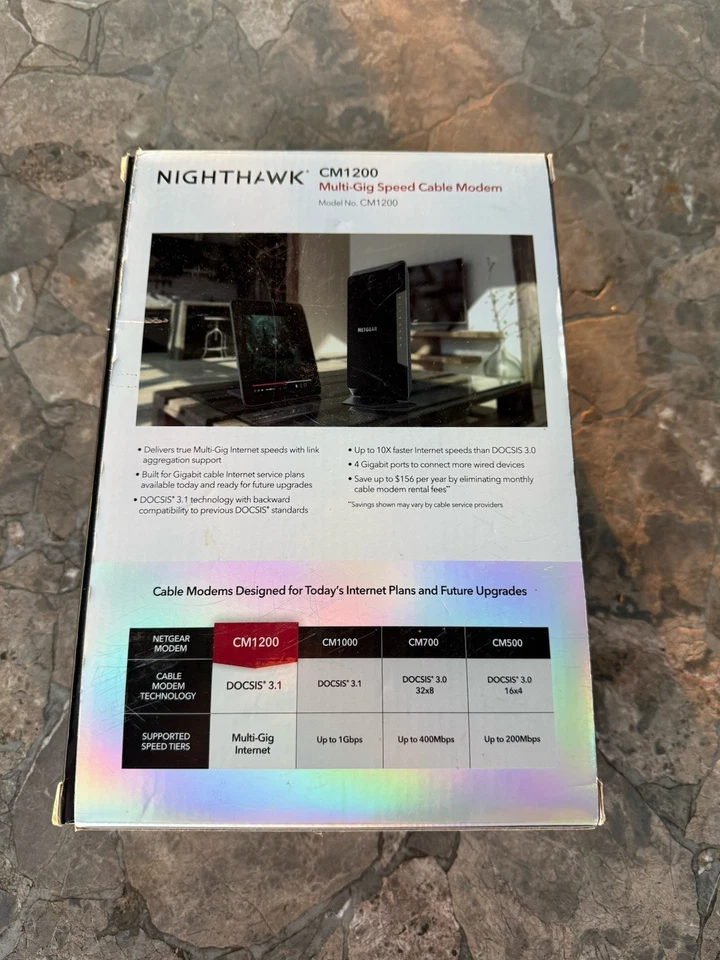 NETGEAR Nighthawk CM1200-100NAS DOCSIS 3.1 Cable Modem NEW - Image 2 of 4
