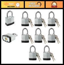 Laminated Steel Keyed Padlocks - Keyed Alike, Normal Shackle, 8 Pack Security Lo