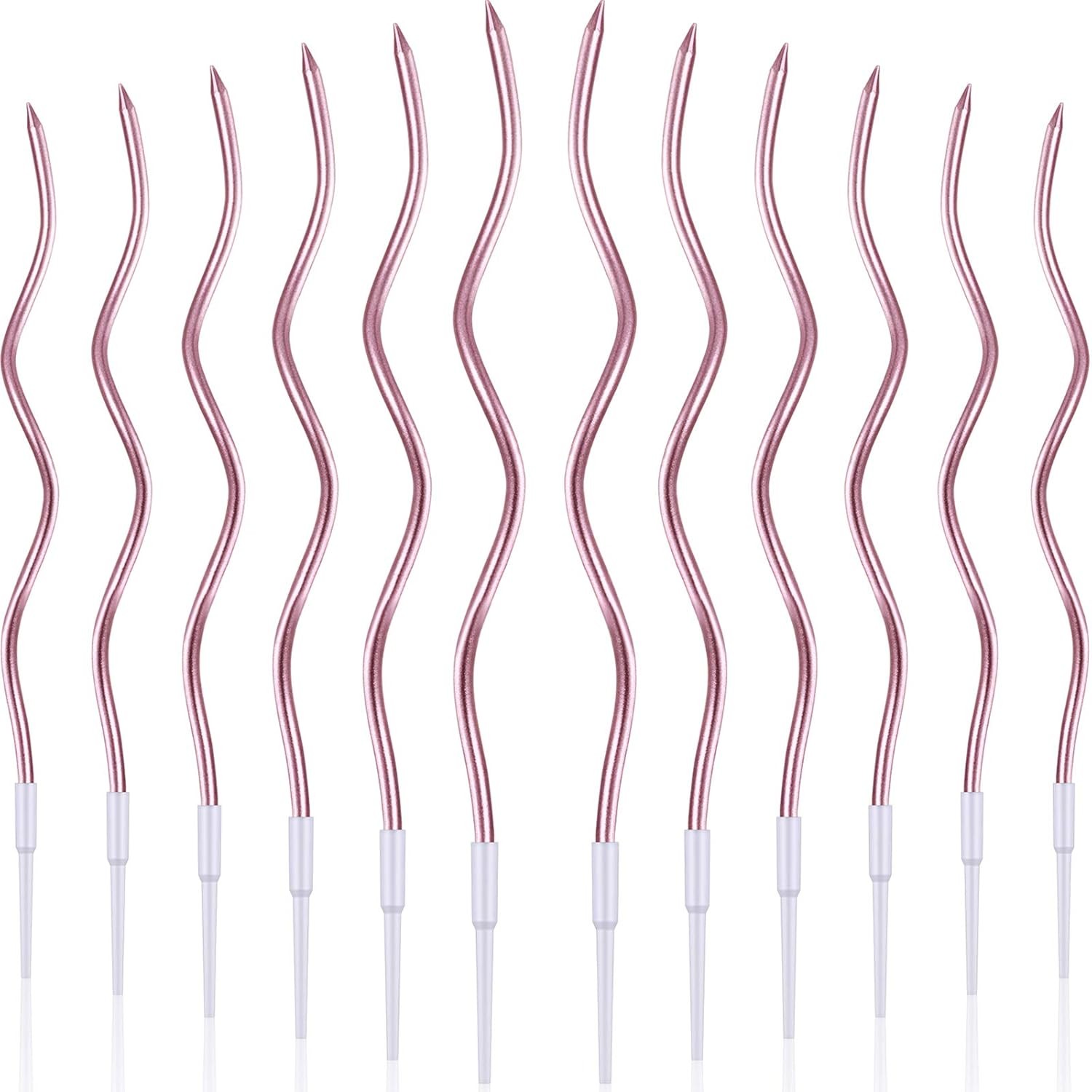 12 Pcs Twisty Birthday Candles Long Spiral Cake Candles Metallic Cake Cupcake C