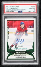 2021-22 Parkhurst Emerald Ice Achievement Autos 5/5 Cole Caufield PSA 8 Auto lc1