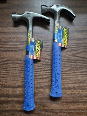 2 New Estwing Hammers USA (1) 20oz Rip Claw E3-20S 13-3/4'' (1) 16oz E3-16C 13''