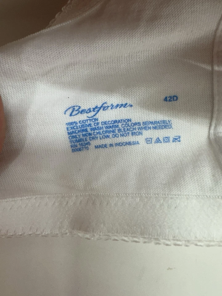Bestform Womens Bra Size 42D White Front Closure Vintage 5006770 NWTs - Image 4 of 4