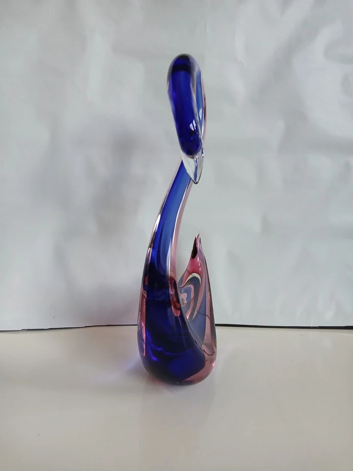 Huge! XL 16" Murano Archimede Seguso Pink Purple Sommerso Swan Bird Glass Figure - Image 2 of 4