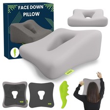 JEBOLT Face Down Pillow for Massage Table, headrest Bed with 2 Cover Grey