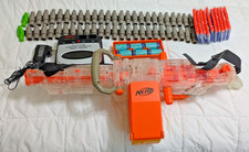 Nerf N-Strike Vulcan EBF-25 Machine Gun Clear W Ammo Can w Batteries Works 