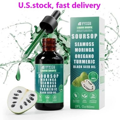 Soursop Liquid Drops   Sea Moss, Moringa, Oregano, Turmeric, Black Seed Oil