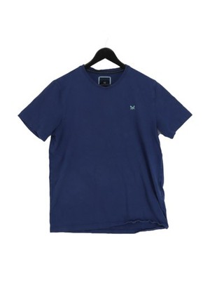 Crew Clothing Herren T-Shirt L Blau 100% Baumwolle Basic