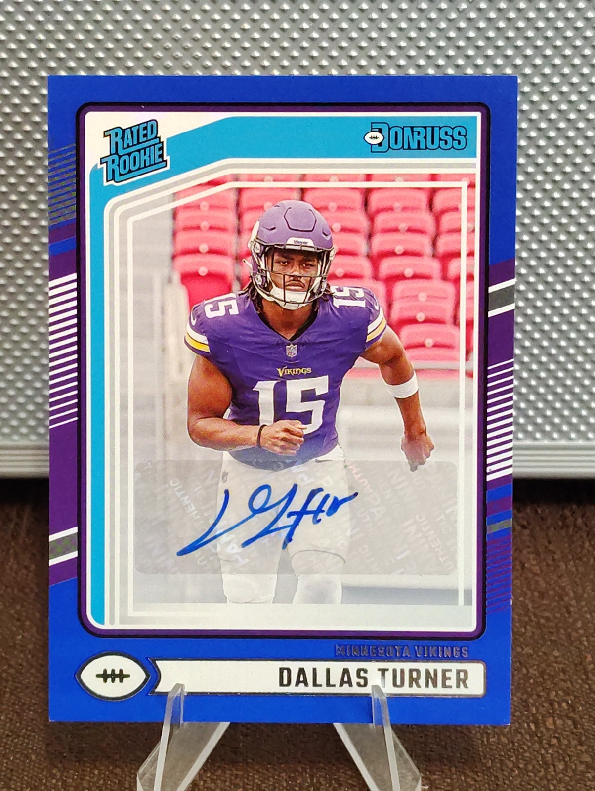 2024 Panini Donruss  Rated Rookie Dallas Turner blue Press Proof Autograph Vikes