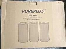 3 Pureplus PPL10BB Whole House Pleated Sediment Water Filter 5 Micron 10" x 4.5"