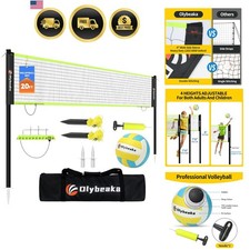 Portable Outdoor Volleyball Net Set for Backyard Beach with Adjustable Poles,...