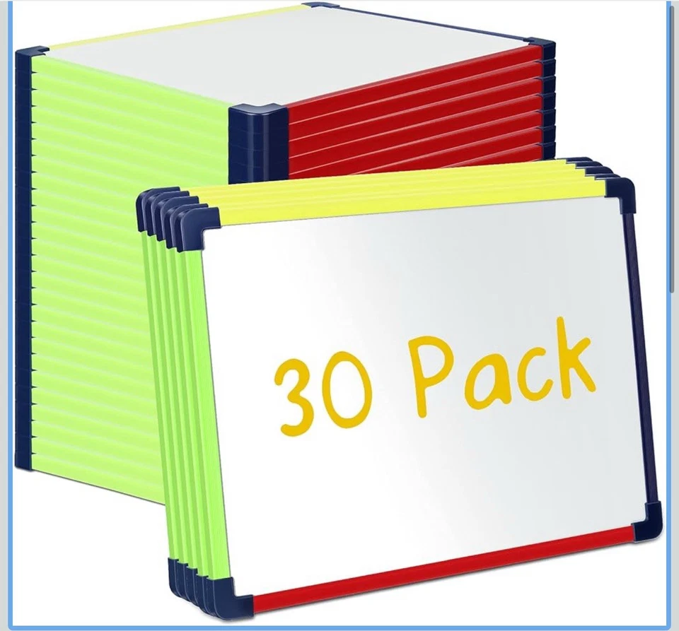 Dry Erase Magnets Set - 30 Pack - Whiteboard 12x8 inch White With Colored Border - Image 2 of 4