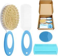 Baby Hair Brush and Comb Set, 4Pcs Baby Soft Bristles Hairbrush Cradle Cap Brush
