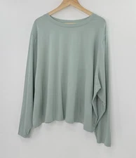 A New Day Plus Size Muted Green Lyocell Blend Round Neck Shirt Sz 3x Modest