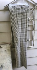Vtg 70s Mens Pants W/ Flares Taupe  White Check 32x 31 Made In USA