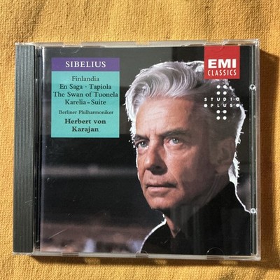 KARAJAN - SIBELIUS finlandia, en saga, tapiola, tuonela, karelia EMI CD NM