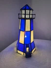 VTG Nautical Stained Glass Lighthouse Nightlight Lamp Tiffany Style Accent Light