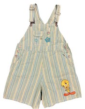 1990s Looney Tunes Tweety Bird Vintage Colorful Striped Overalls Kids Size 12