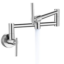 Fransiton Brushed Nickel Pot Filler Faucet Wall Mount Folding Swing Arm
