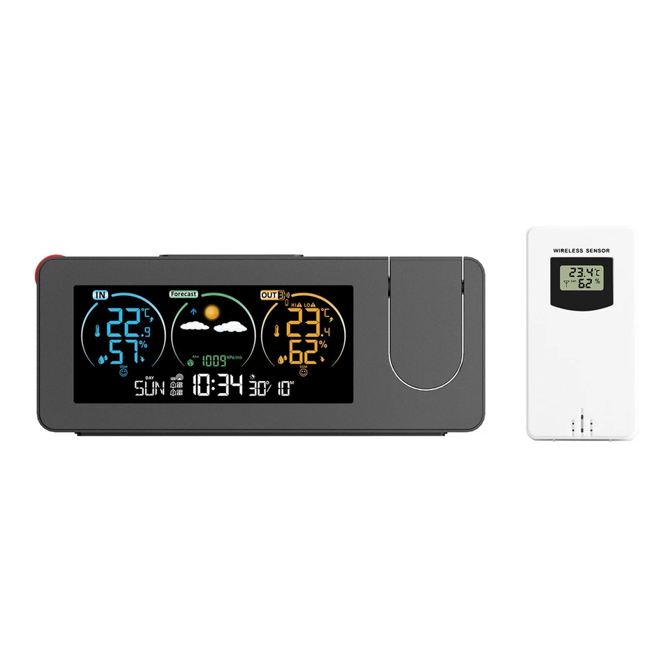 Digital LCD Display Projection Alarm Clock Weather Snooze Temperature Humidity - Image 3 of 4