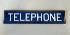 Vintage Telephone Booth Blue Reverse Painted Glass Panel Must See