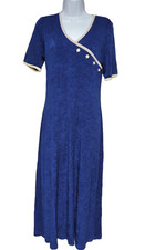 Vintage 90s Maxi Dress Size M Cobalt Blue Retro Stretchy Made in USA Ginger Bort