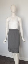 Veronika Maine Size 10 Grey Knee-length Pencil Skirt Pleated Hem Detail
