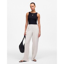 Madewell The Petite Easy Pull-On Pant in 100% Linen Oat Beige Medium MP NWT
